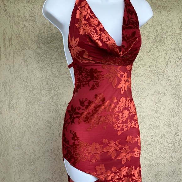 Handmade Other - Exotic Dancewear Gown Cowl Neck Stripper Dress Asymmetrical Hemline XS-XL